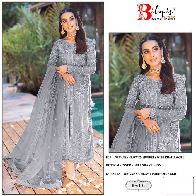 Bilqis B 61 A To D Organza Pakistani Suits Wholesale Shop In Surat
